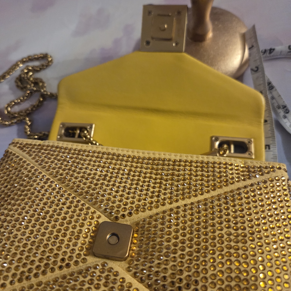 Gold Evening Crossbody Bag with Chain Strap - Picture 13 of 16